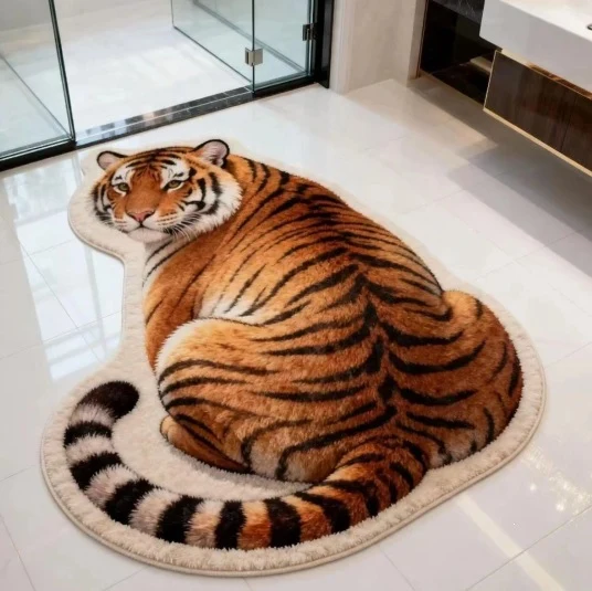 Tiger-Themen Plüsch-Badmatte