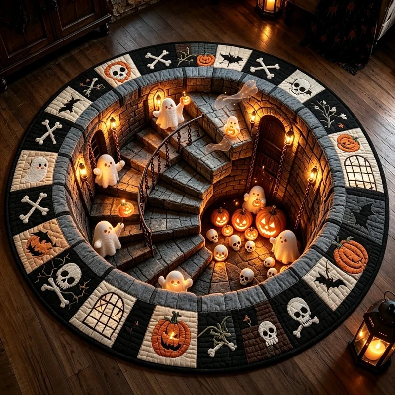 Spooky Halloween-Themen Dekorativer runder Teppich