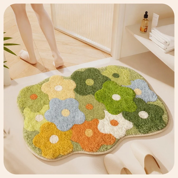 Plüsch Blumen Badeteppich