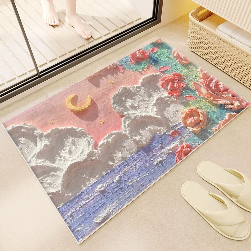 Blumenwolkenmuster-Badmatte für das Badezimmer