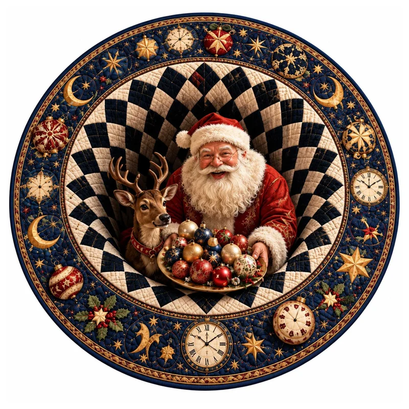 Festive Santa Claus Themed Rundmatte für das Zuhause