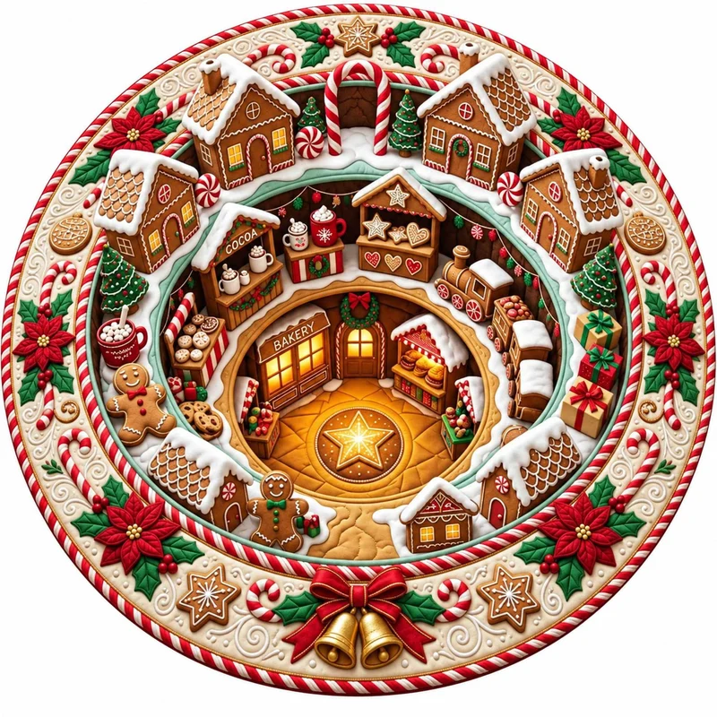 Festive Santa Claus Themed Rundmatte für das Zuhause