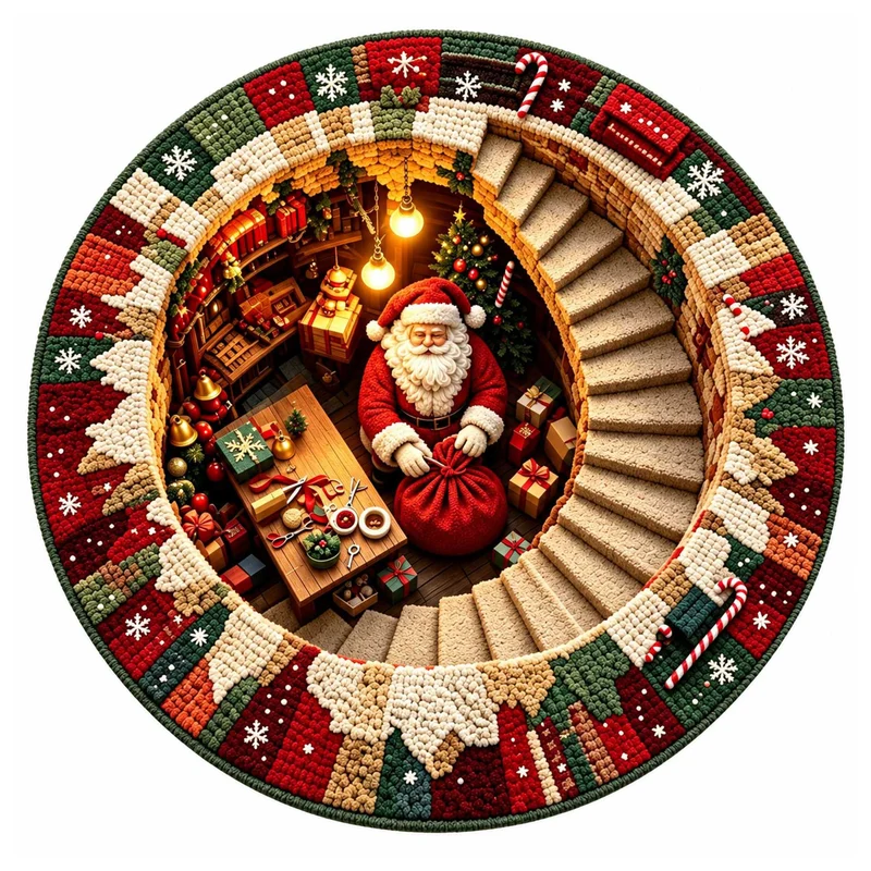 Festive Santa Claus Themed Rundmatte für das Zuhause
