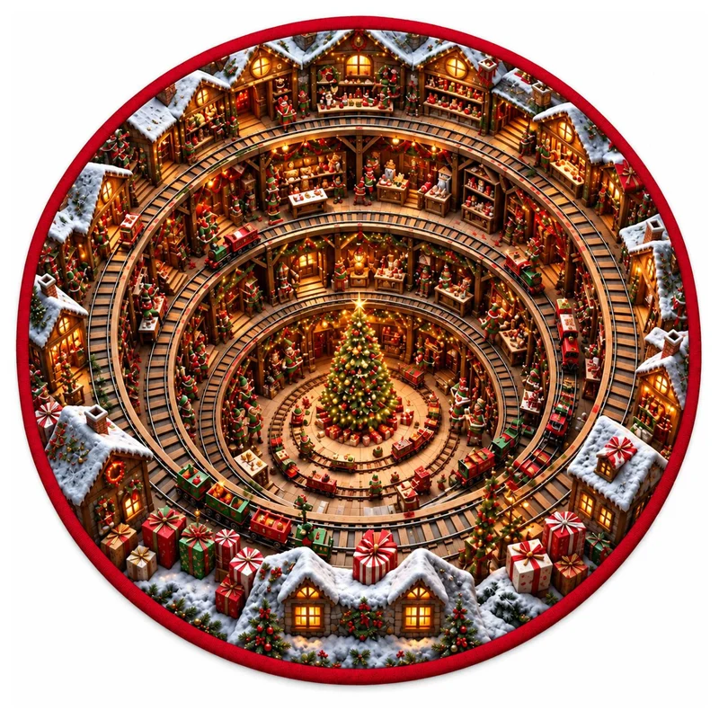 Festive Santa Claus Themed Rundmatte für das Zuhause