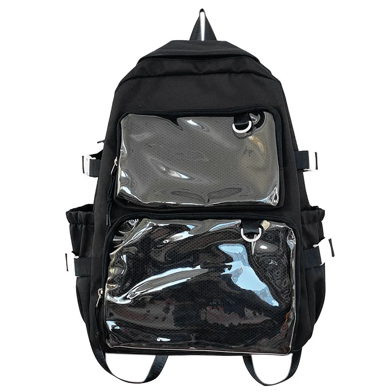 Mehrfächer-Schulrucksack mit transparentem Netz