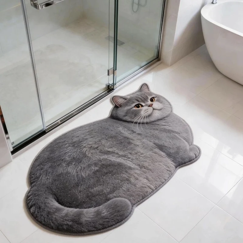 Kat-Themen Plüsch-Badematte für das Badezimmer