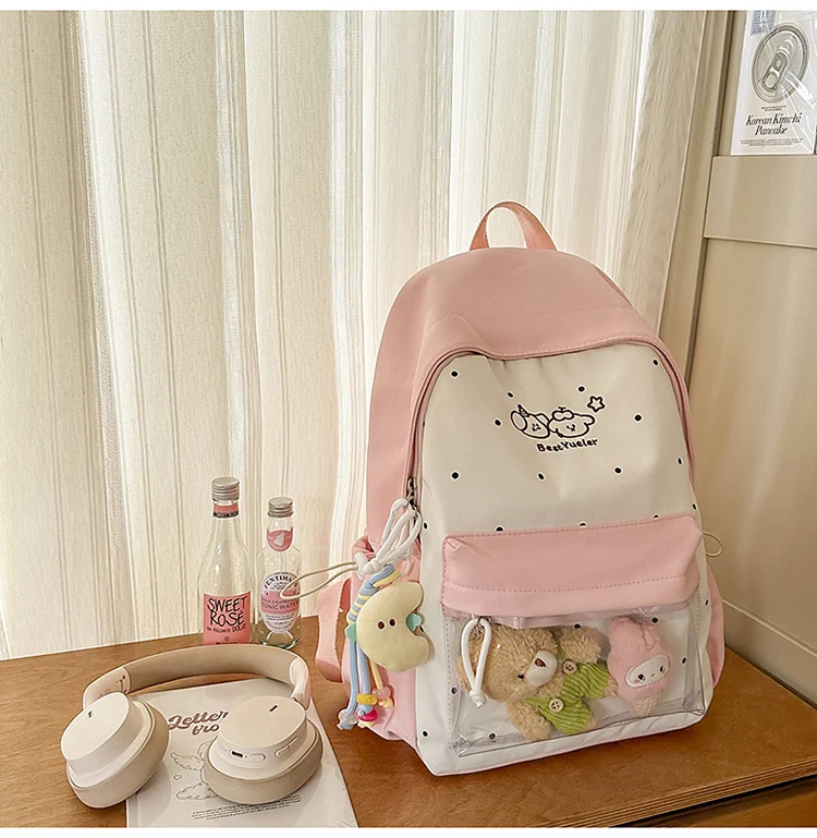 Niedlicher Schulrucksack mit transparentem Panel