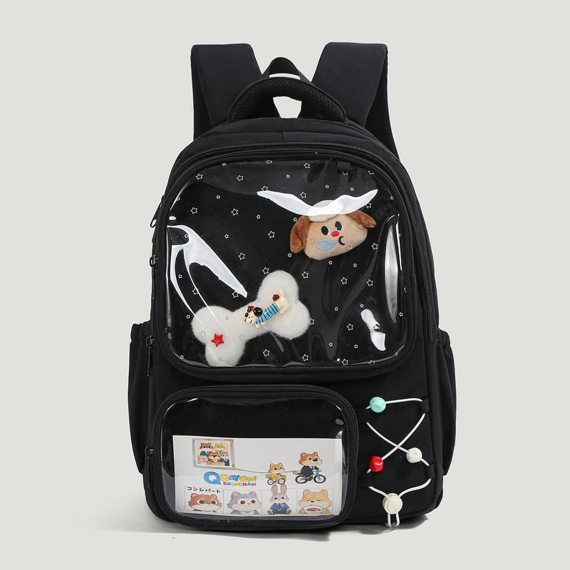 Niedlicher transparenter Schulrucksack mit Charakter-Motiv