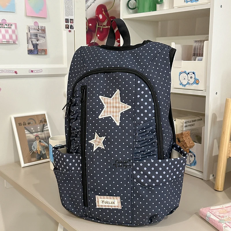 Niedlicher Schulrucksack mit Sternenprint und Rüschen