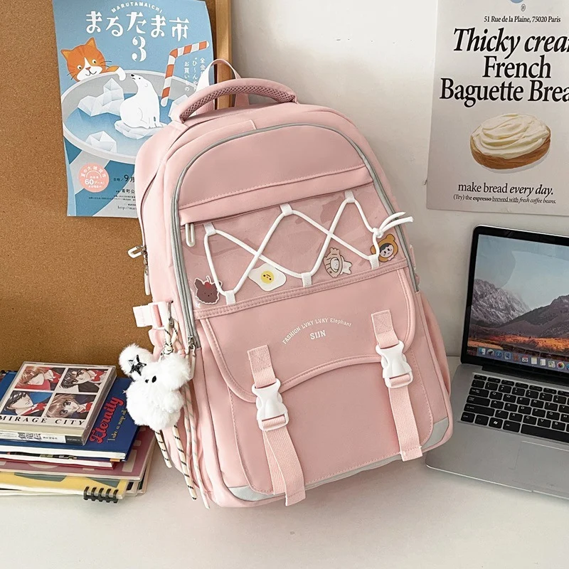 Kreativer Schulrucksack mit transparentem Panel
