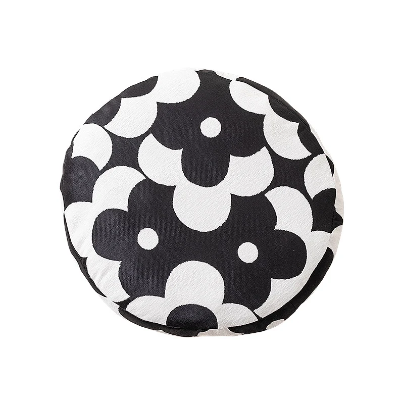 Rundes dekoratives Sitzkissen mit floraler Jacquard‑Struktur
