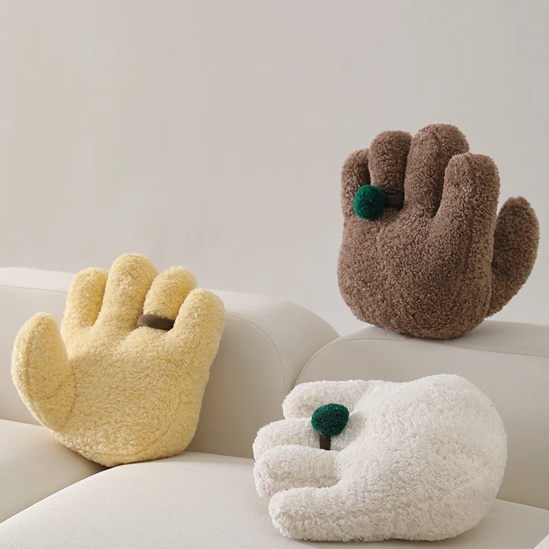 Kuscheliges handförmiges Plüschkissen mit Pompon‑Ring