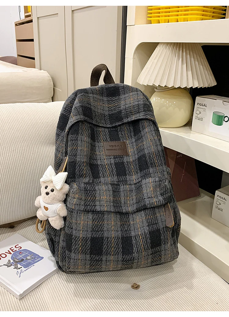 Gemütlicher Karierter Schulrucksack