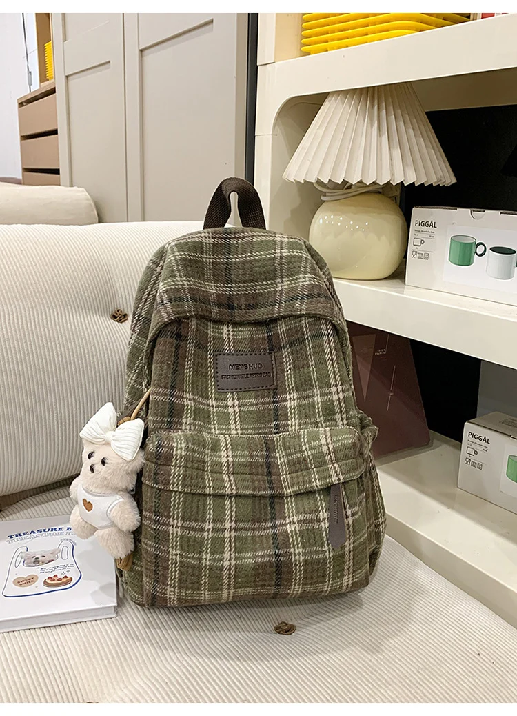 Gemütlicher Karierter Schulrucksack