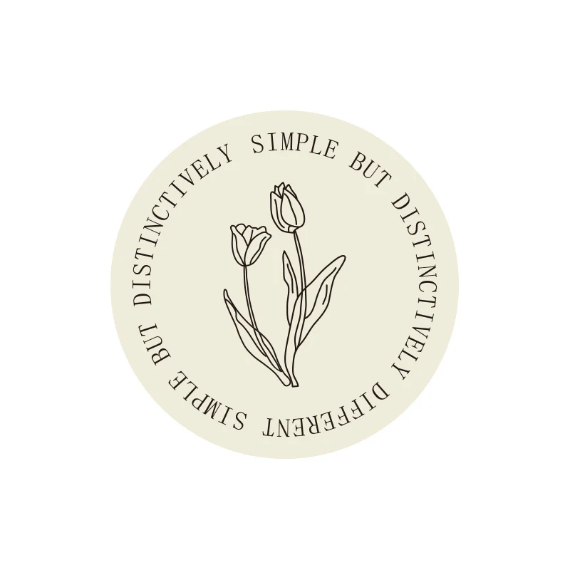 Runder dekorativer Vinyl-Aufkleber mit minimalistischer Tulpen-Illustration