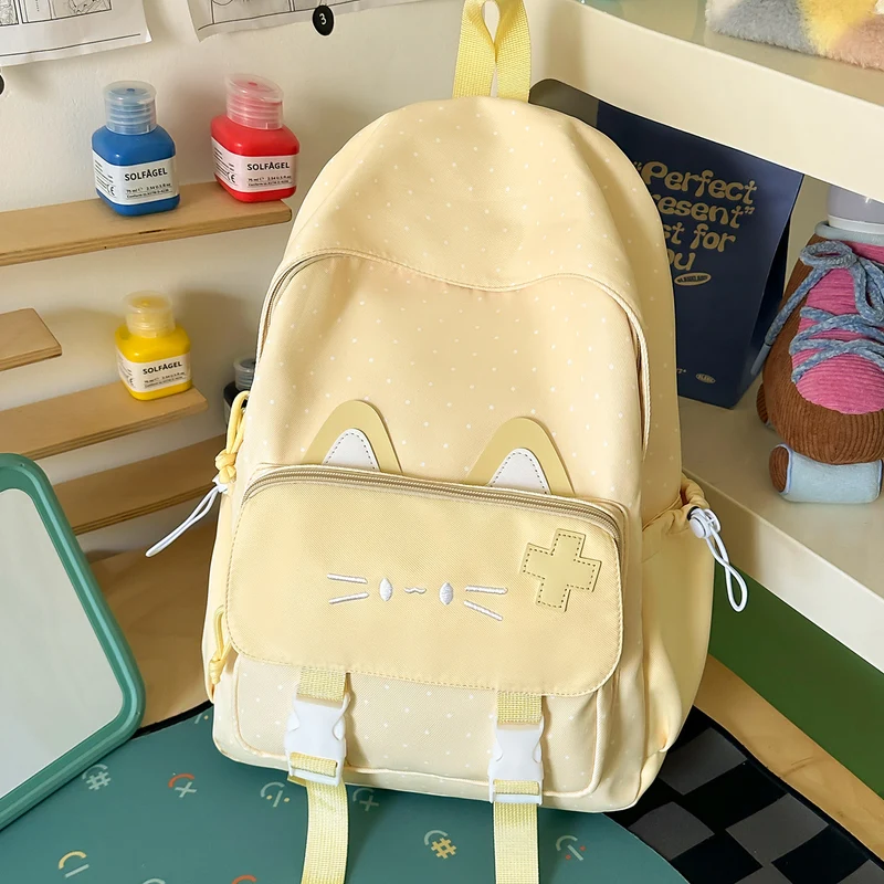 Niedlicher, strapazierfähiger Schulrucksack mit Katzenmotiv