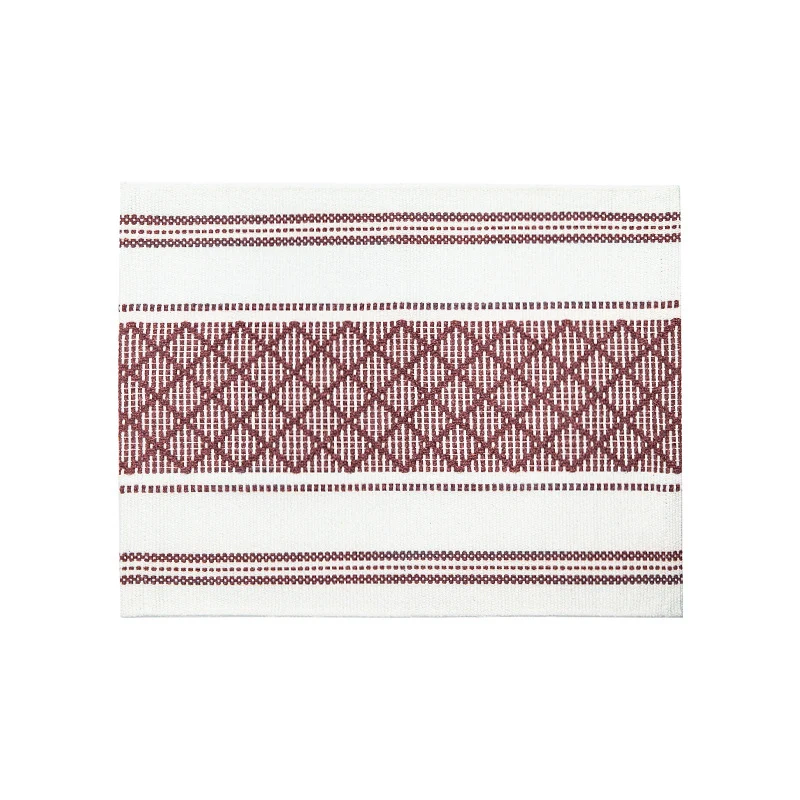 Flachgewebtes Tischset mit gewebtem Diamant‑Jacquardmuster