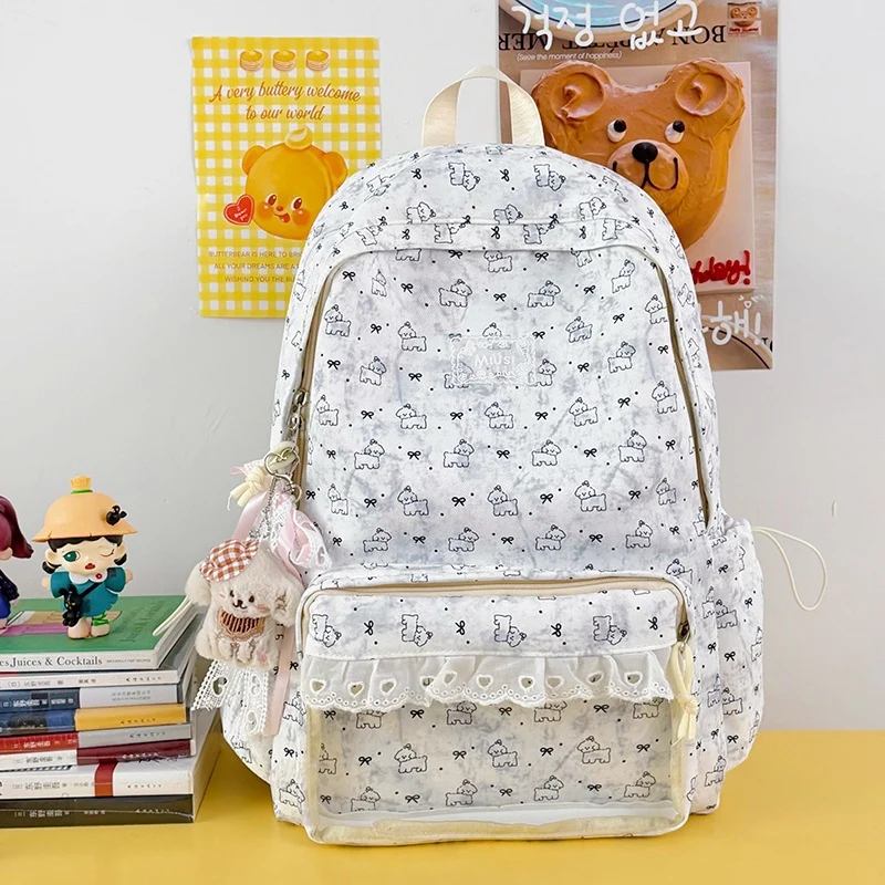 Niedlicher transparenter Schulrucksack mit Charakter-Motiv