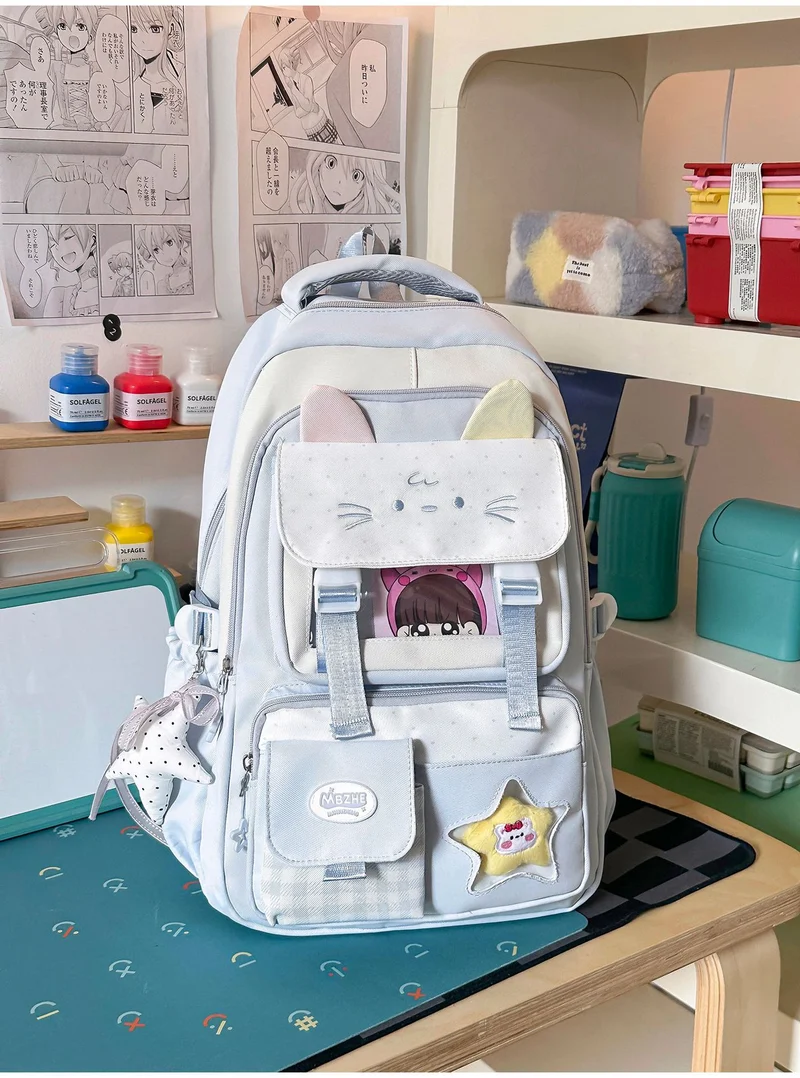 Schulrucksack mit mehreren Fächern und niedlichem Charakter-Motiv