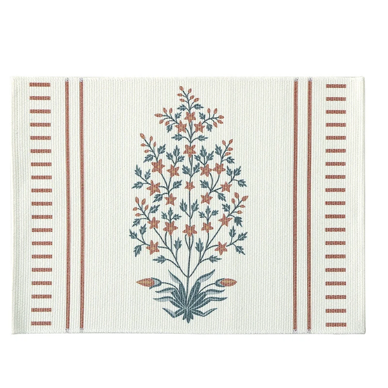 Gewebtes Tischset mit botanischem Wildblumen-Print und rutschhemmender Rückseite