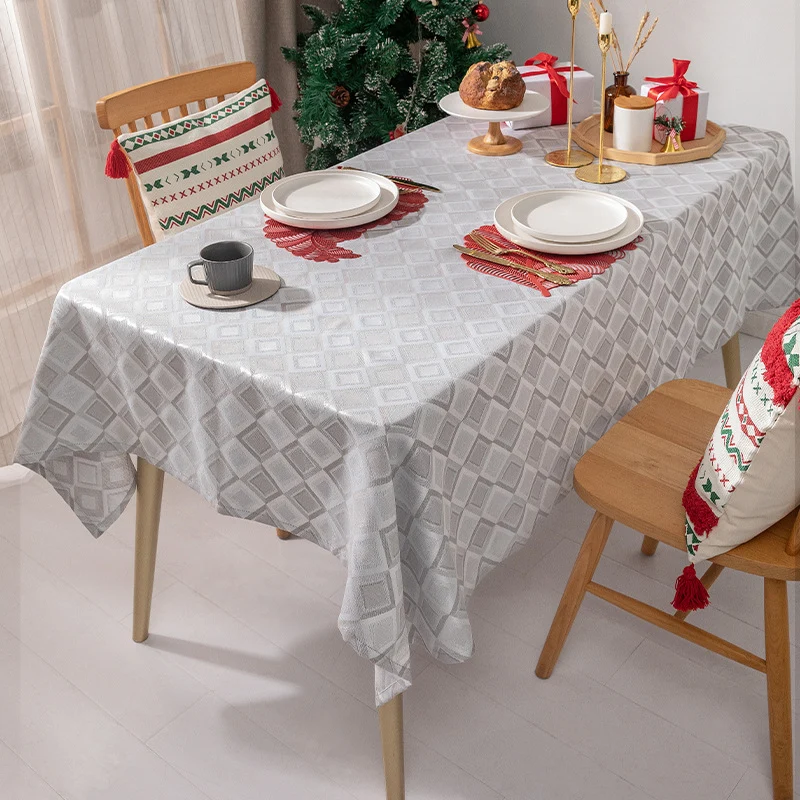 Rechteckige Jacquard-Tischdecke mit diamantgewebter Struktur
