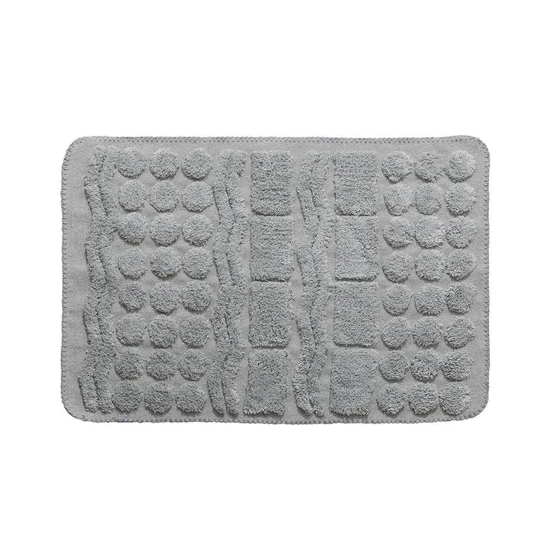 Rechteckige Baumwoll-Badematte mit abstraktem 3D‑Tuft‑Relief und rutschfester Rückseite