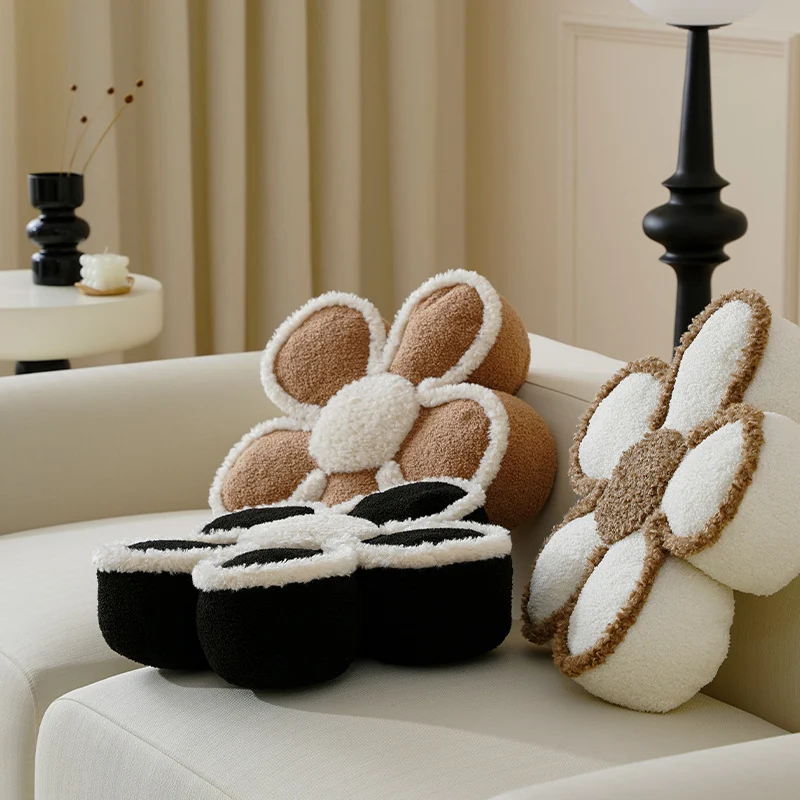 Blumenförmiger Bouclé-Vorleger floraler Kuschelteppich