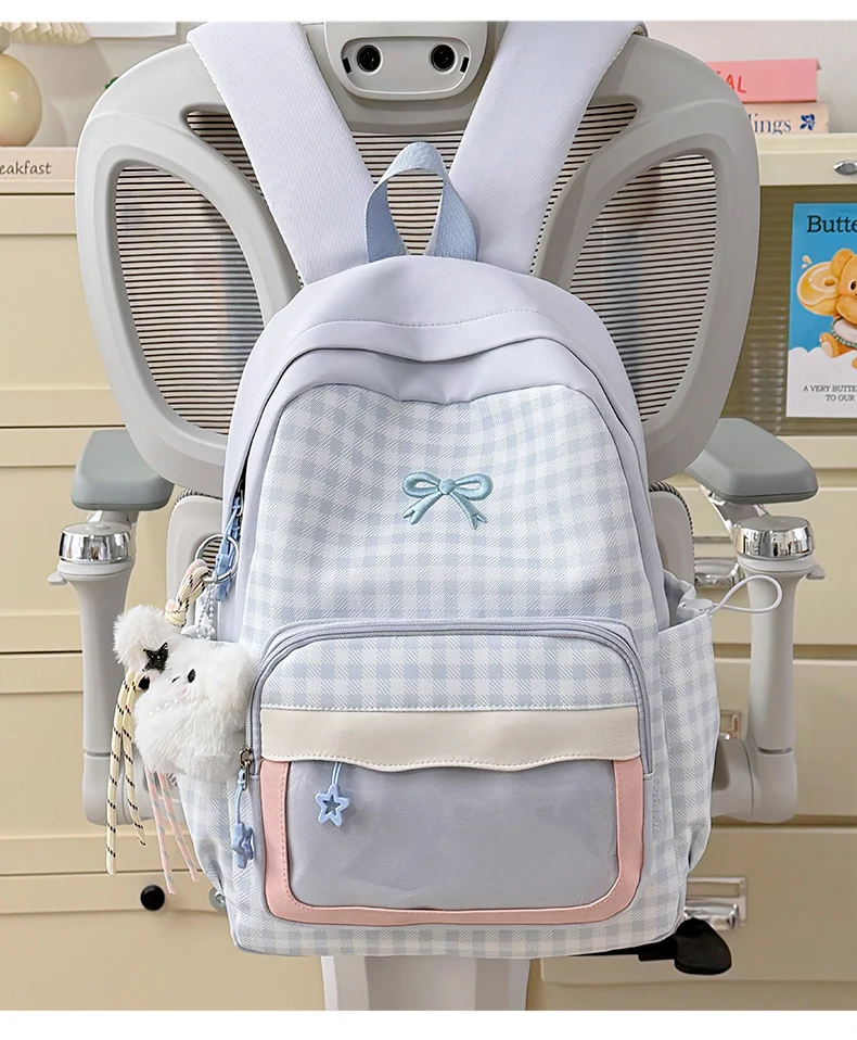 Karierter Kinder-Schulrucksack