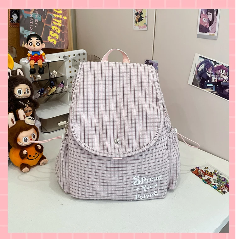 Leichter karierter Schulrucksack
