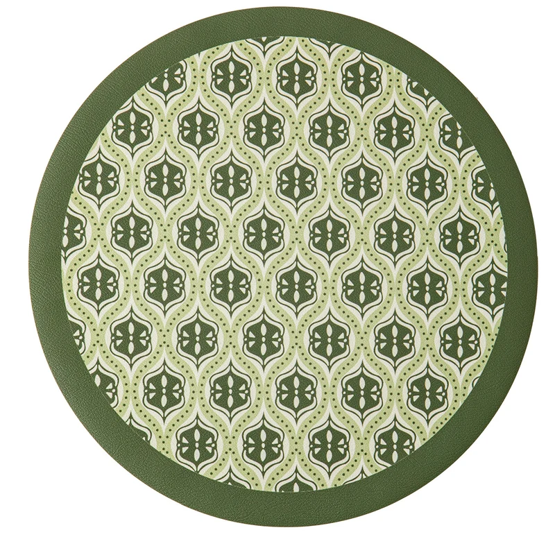Runder gewebter Wohnteppich mit floraler Ornamentik und Tiermotiv
