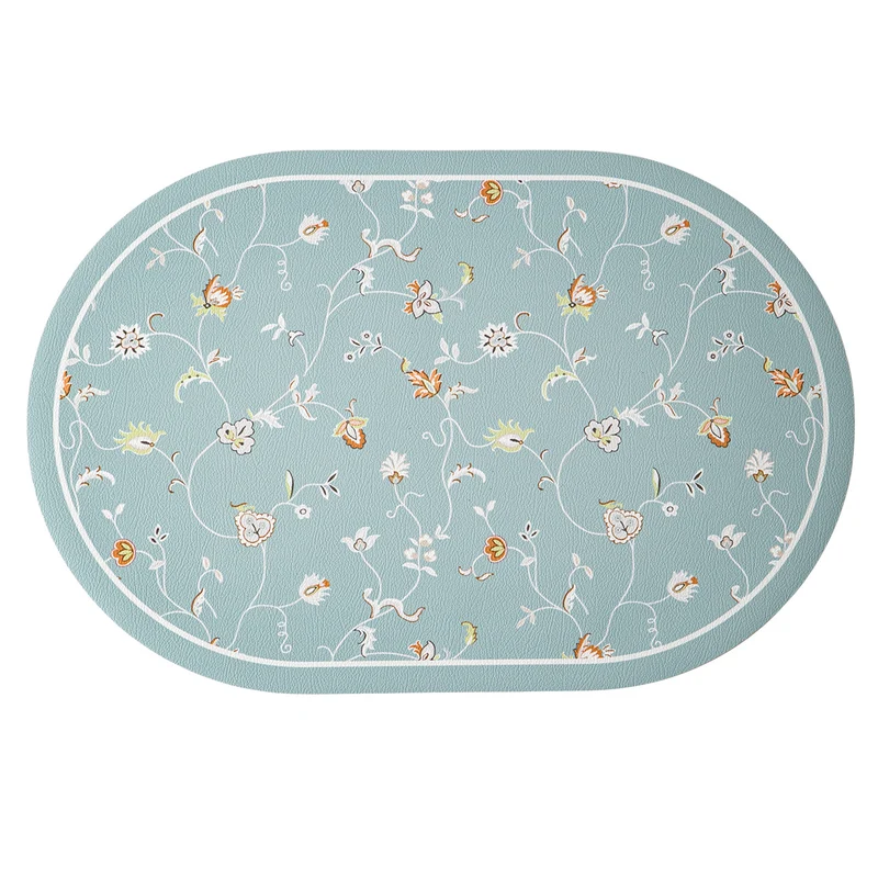 Runder gewebter Wohnteppich mit floraler Ornamentik und Tiermotiv