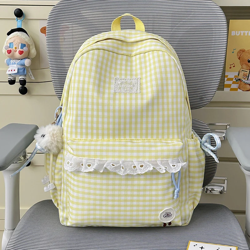 Charmanter Schulrucksack mit Vichy-Muster