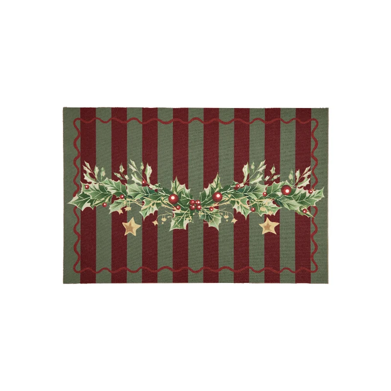 Weihnachts-Fußmatte mit Schriftzug und Stechpalmenmotiv