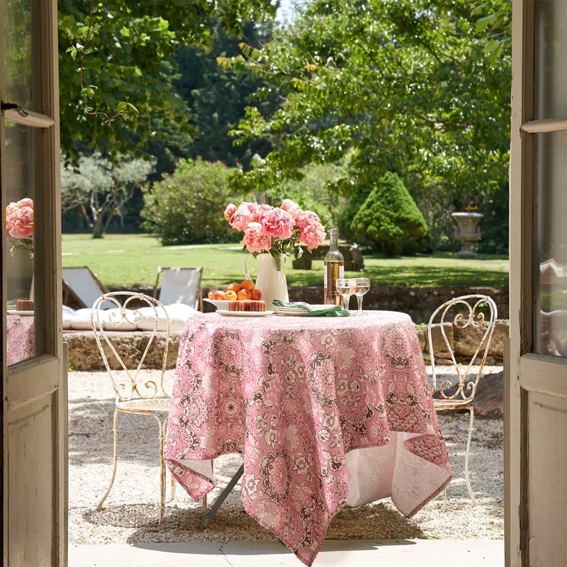 Rechteckige Tischdecke im floralen Vintage-Print aus Baumwollmix