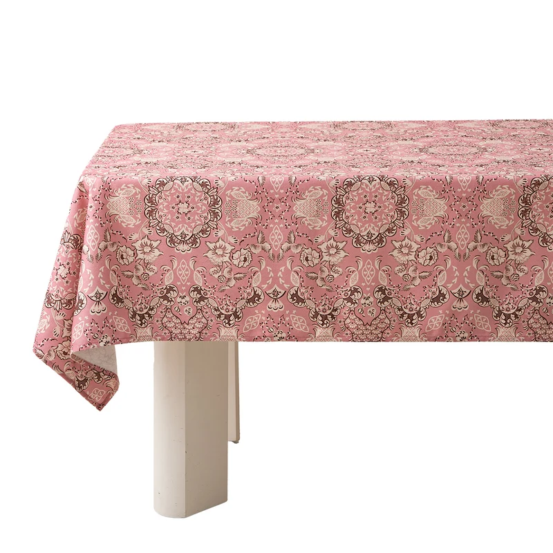 Rechteckige Tischdecke im floralen Vintage-Print aus Baumwollmix