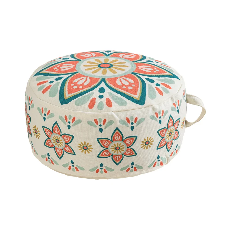 Sitzpouf Bodenkissen mit Mandala-Motiv und Tragegriff