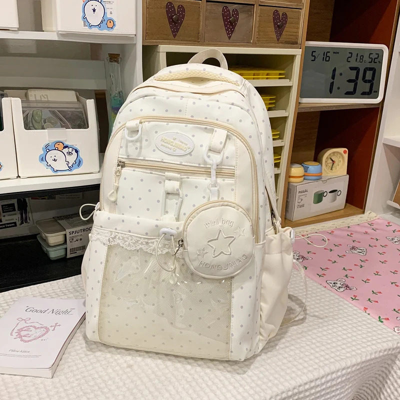 Transparenter Schulrucksack mit verspieltem Charakter-Design