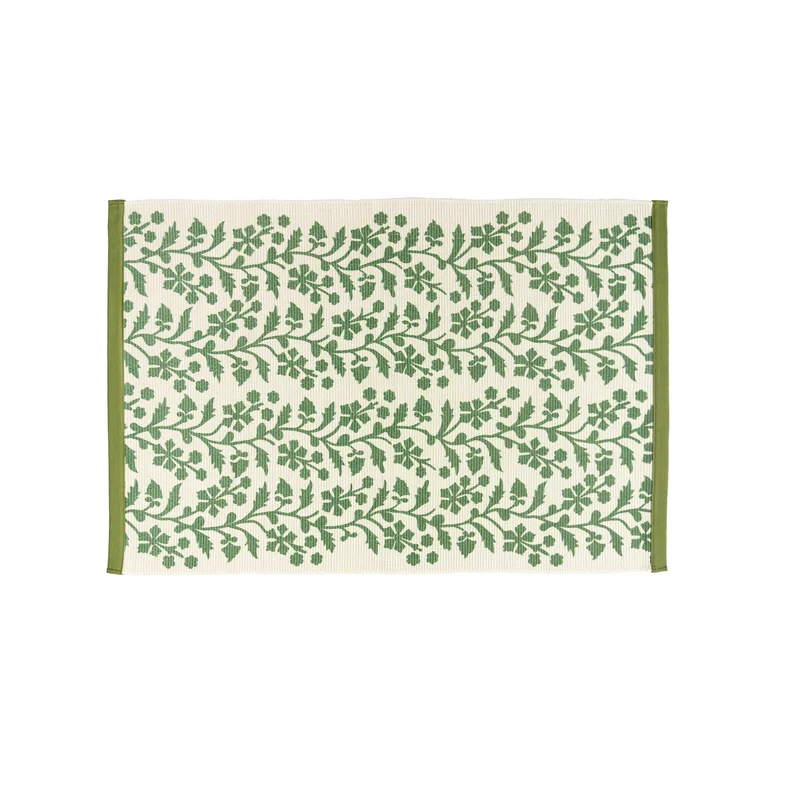 Dekorativer Jacquard‑Tischläufer mit floraler Webstruktur und verstärkter Kante
