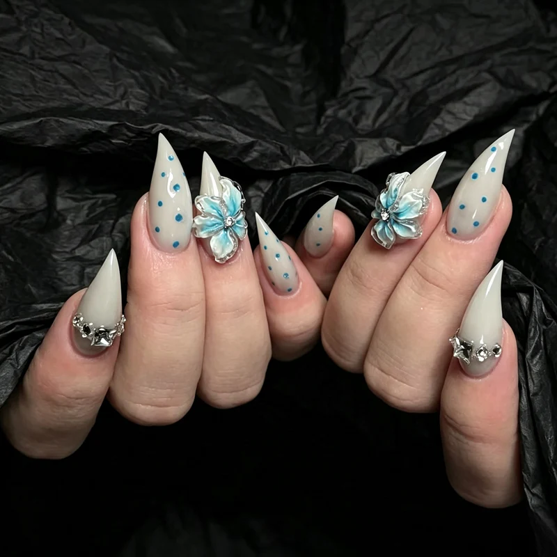 Blumendesign Druck-Nägel Set