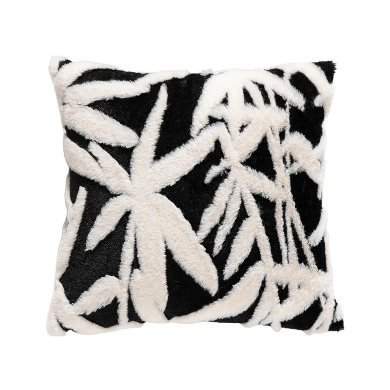 Rechteckiges Kunstfell-Dekokissen mit welliger Plüschoberfläche