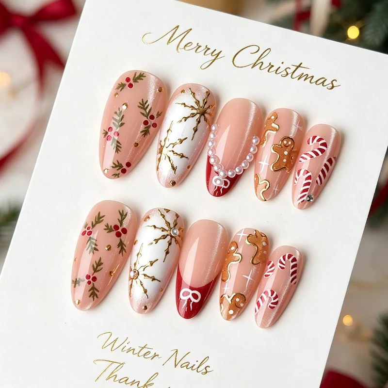 Dekoratives Floral Press-On Nagelset