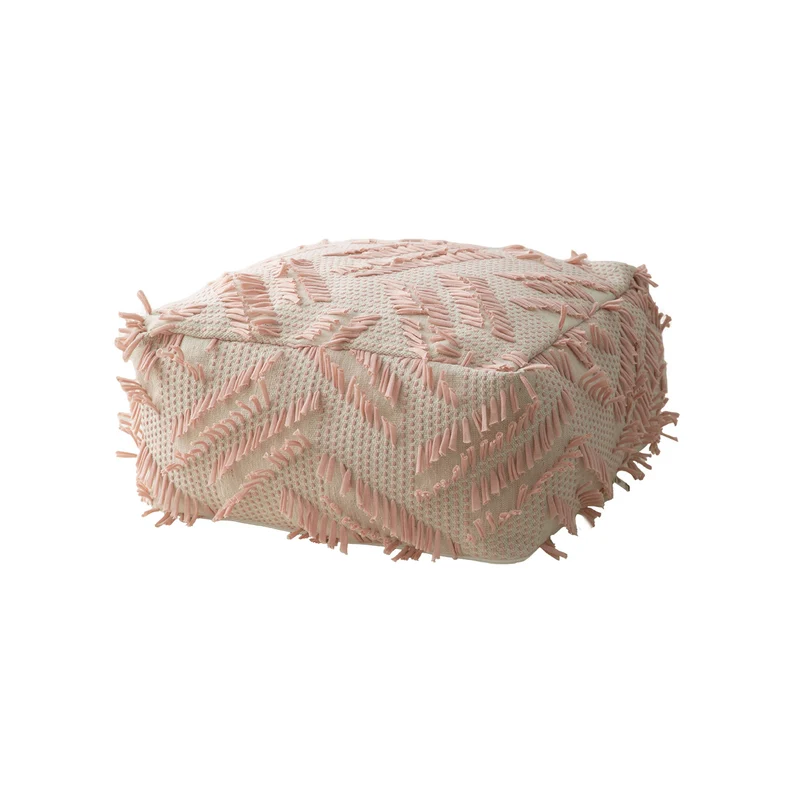 Boho-Pouf Bodenkissen mit strukturierter Fransenoberfläche