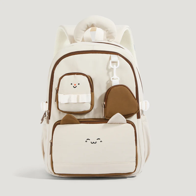 Niedlicher Schulrucksack für Kinder mit Tiermotiv und mehreren Fächern