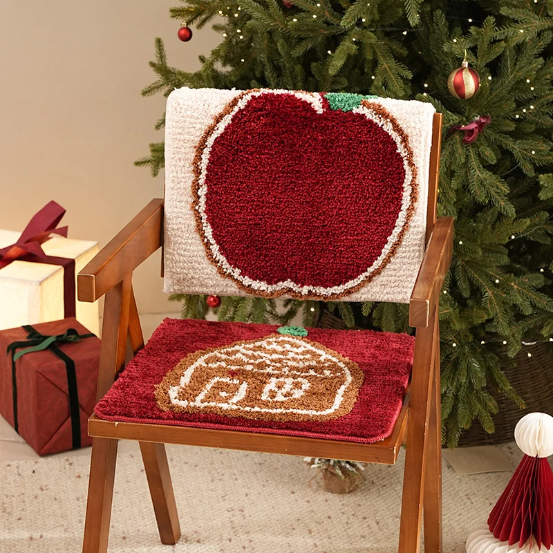 Kleiner weicher Weihnachts-Sitzauflagen- und Deko-Teppich mit Lebkuchenhaus-Motiv