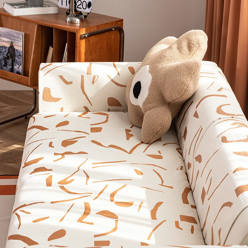 Stretch-Sofabezug mit abstraktem Allover-Print, elastischem Saum und pflegeleichtem Baumwollmix