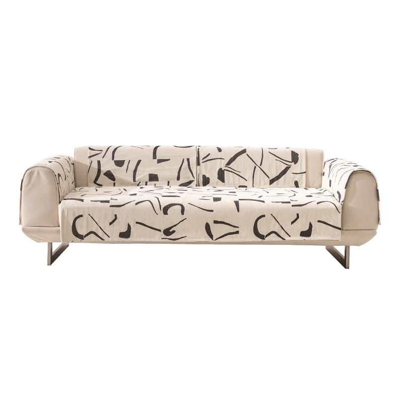 Stretch-Sofabezug mit abstraktem Allover-Print, elastischem Saum und pflegeleichtem Baumwollmix