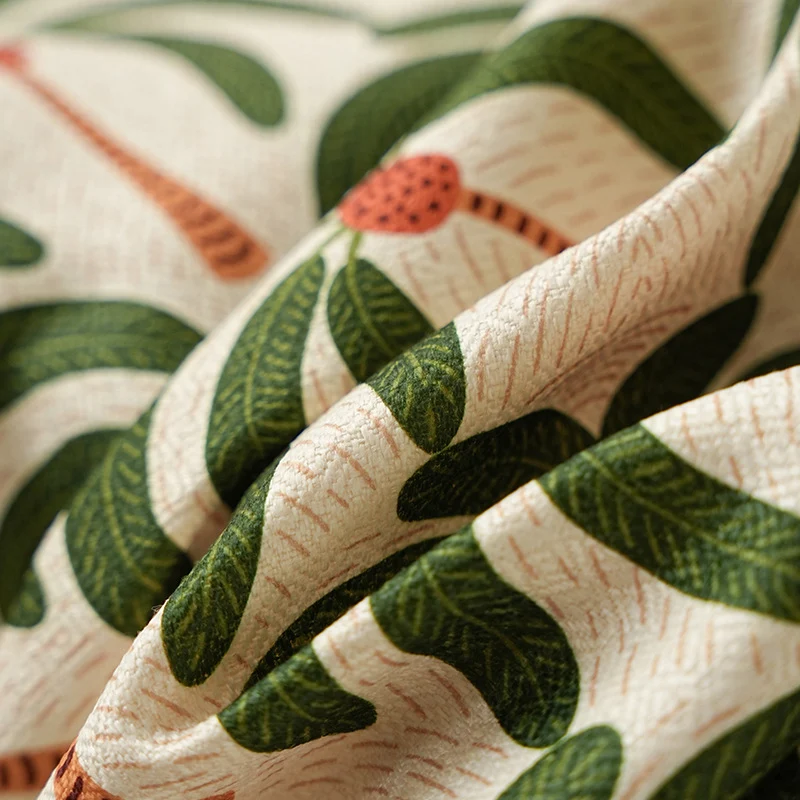 Handbedruckte Baumwoll-Tischdecke mit botanischem Blockprint