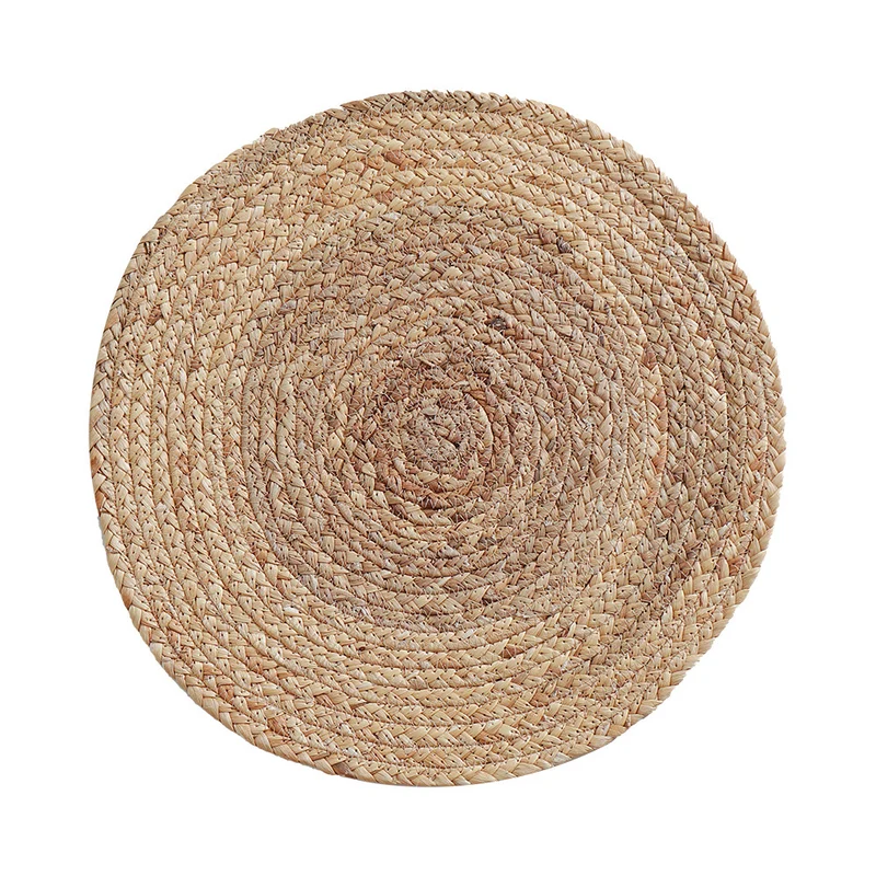 Runder gewebter Jute-Teppich mit Spiralmuster und flacher Struktur