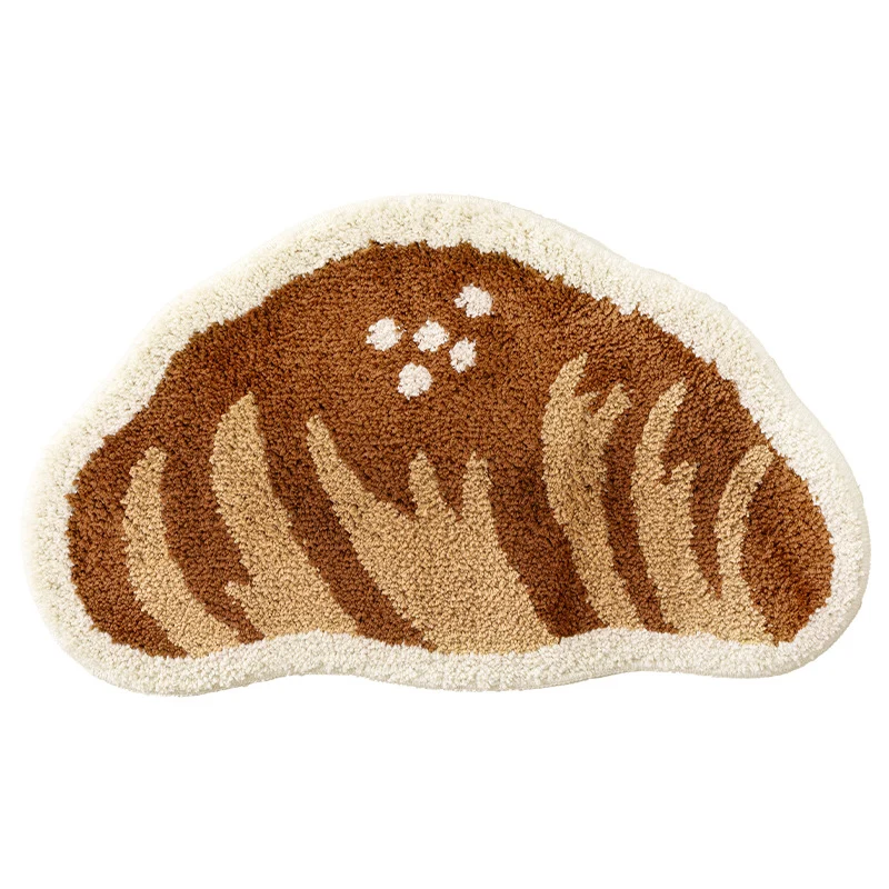 Niedlicher runder Teppich- und Badvorleger in Keksform mit tuftiger Florstruktur