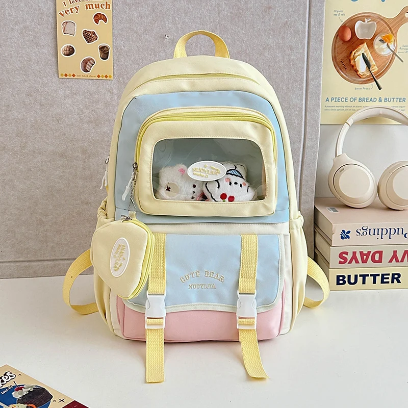 Niedlicher Schulrucksack mit Charakter und transparenter Front